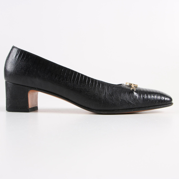 Salvatore Ferragamo Black Lizard Pumps Size 5.5A - Picture 2 of 6